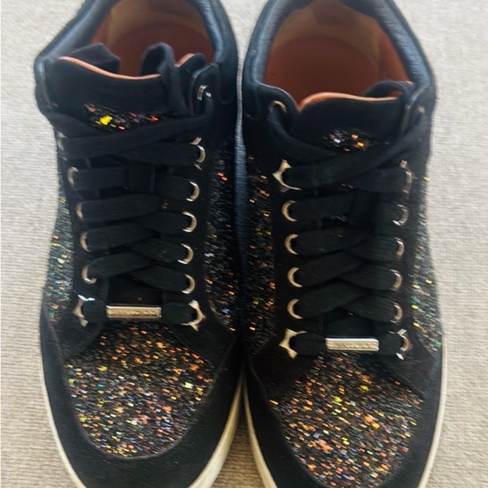 Jimmy Choo Miami Glitter & Suede Sneakers